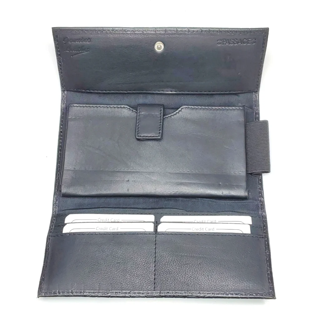 Newage Black Genuine Leather RFID Wallet Reptile Embossed NWT